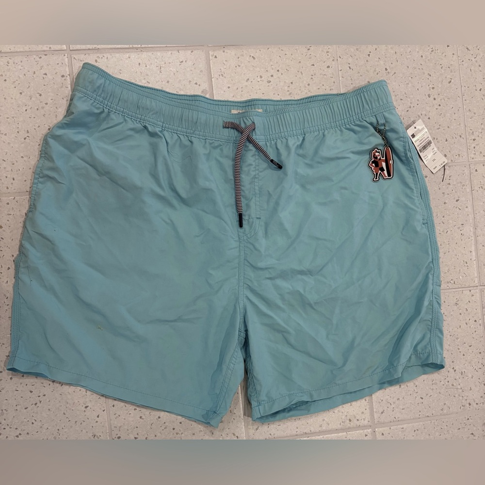 Reyn Spooner Solid Swim Trunks. Elastic Waist. 6” Rise. Blue Radiance. NWT. 2XL